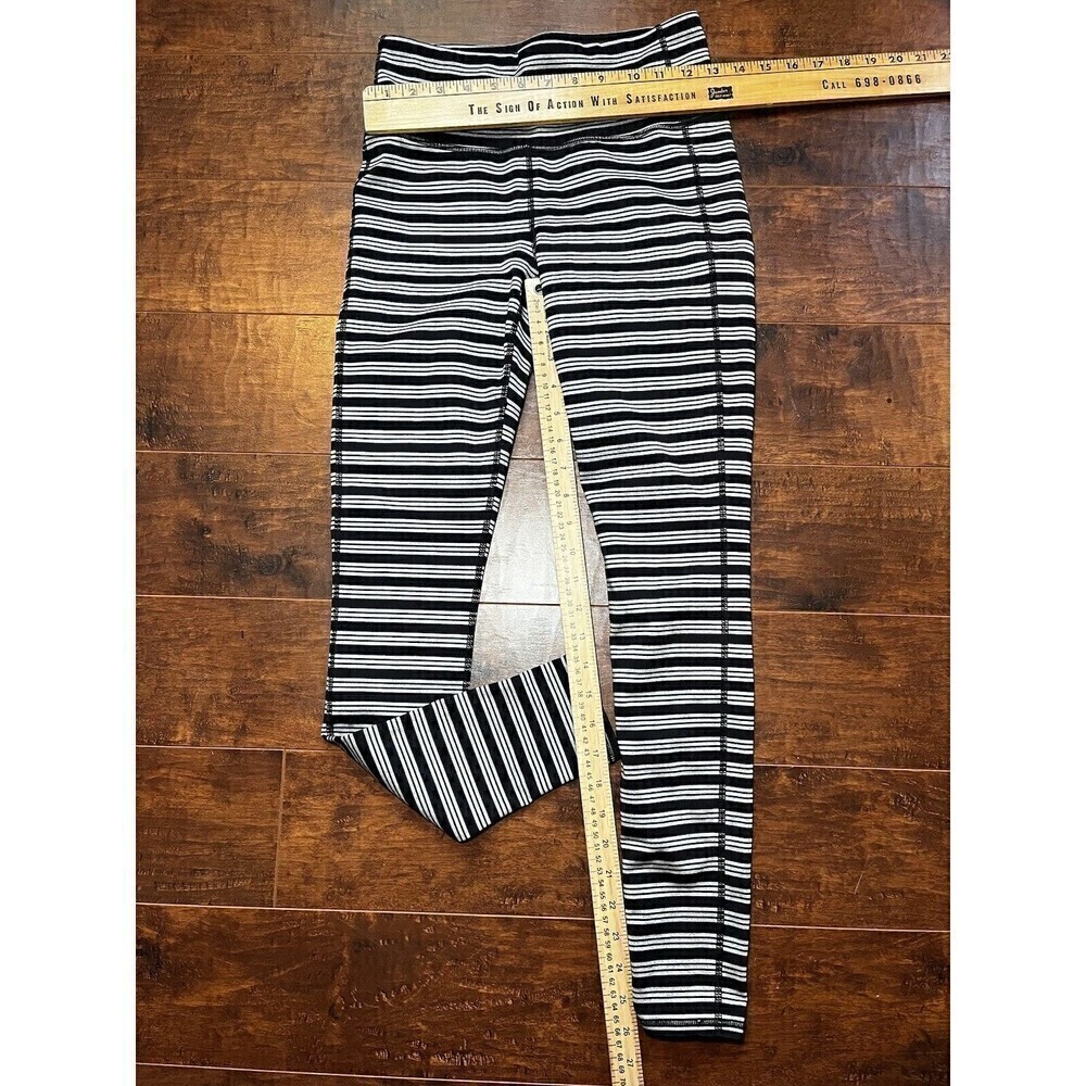 Athleta Black Gray Striped Athetic Legging Running Sz Small - Picture 4 of 6